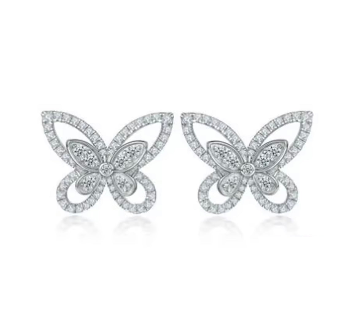 Sparkling Butterfly Stud Earrings