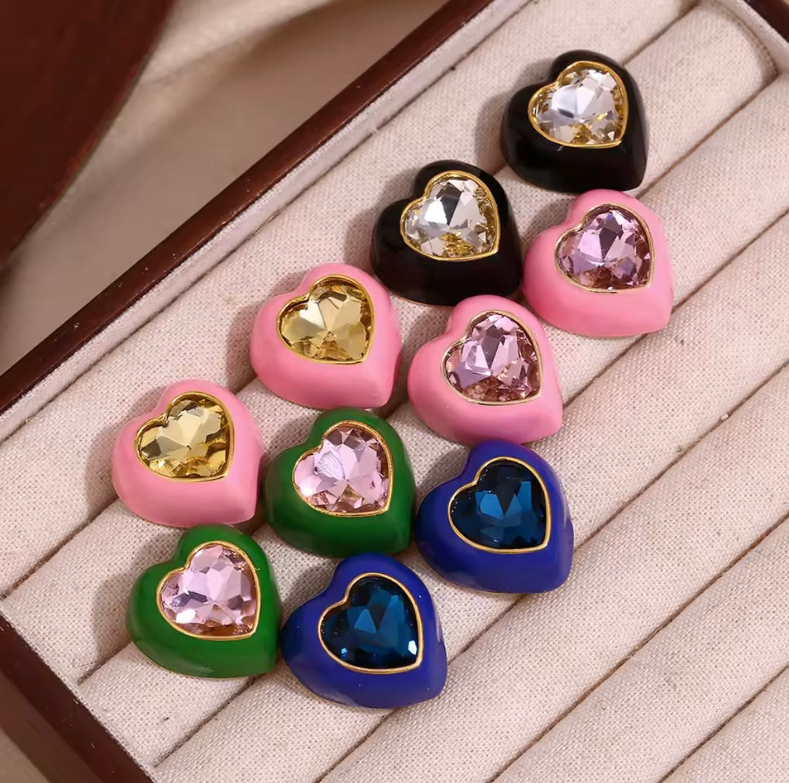 Chunky Enamel Heart Earrings