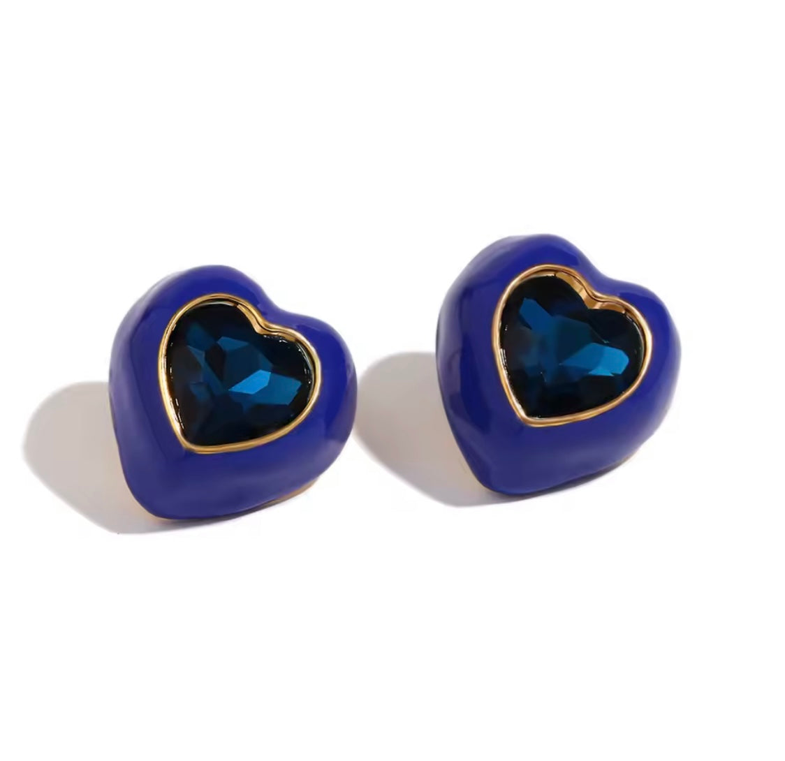 Chunky Enamel Heart Earrings