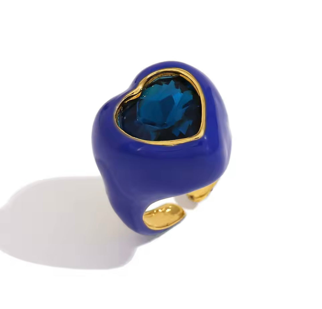 Chunky Enamel Heart Ring