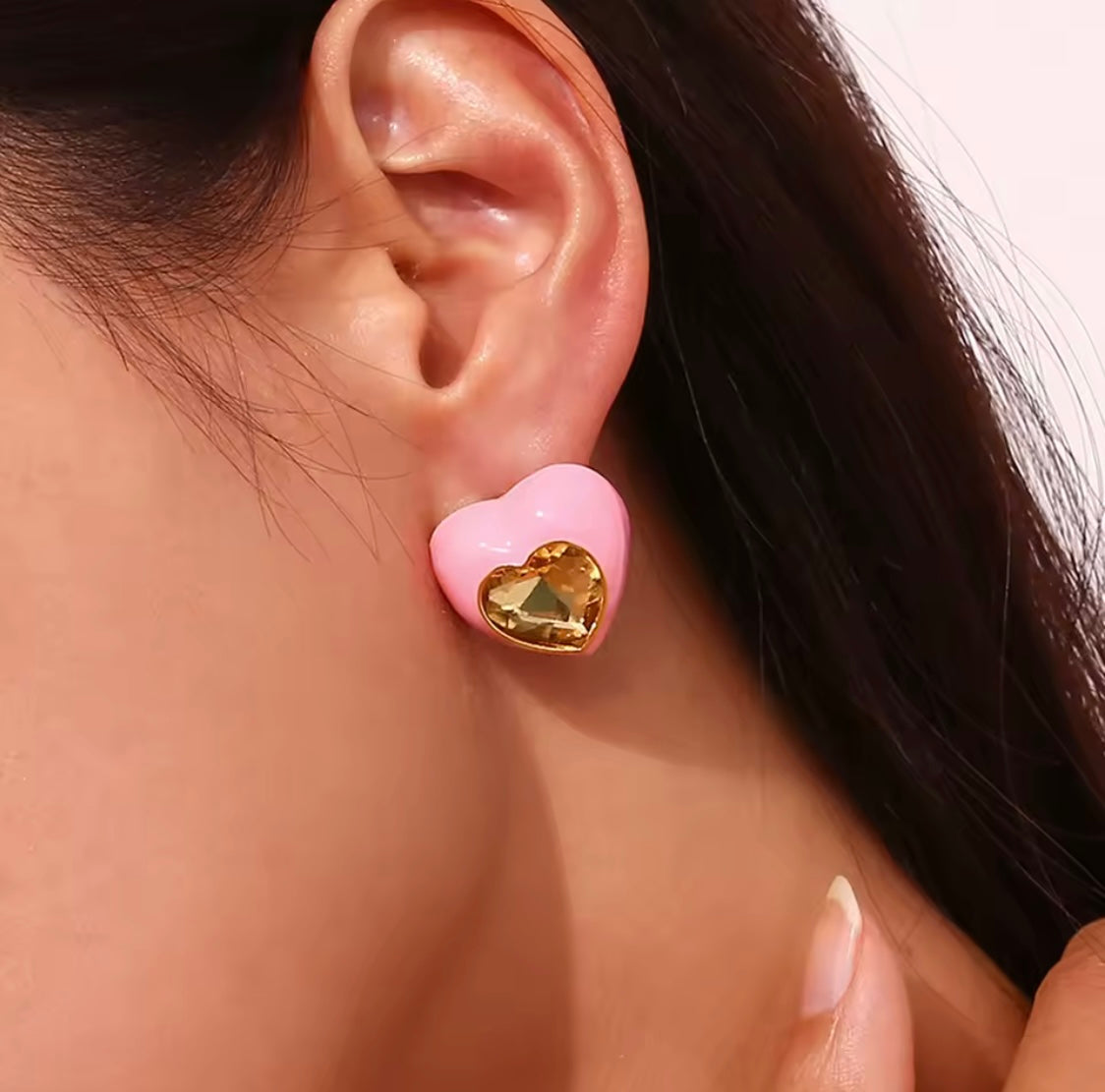 Chunky Enamel Heart Earrings