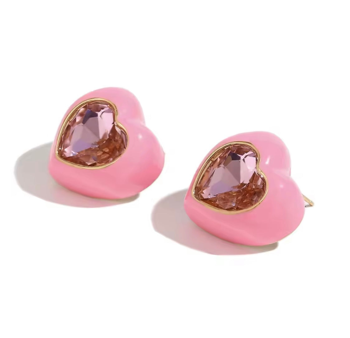 Chunky Enamel Heart Earrings
