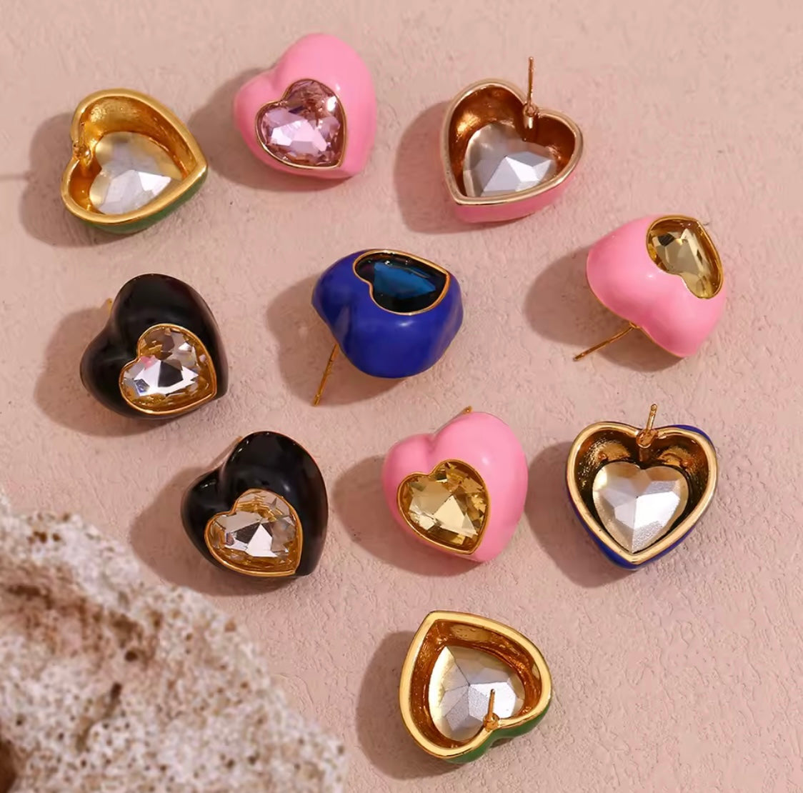 Chunky Enamel Heart Earrings