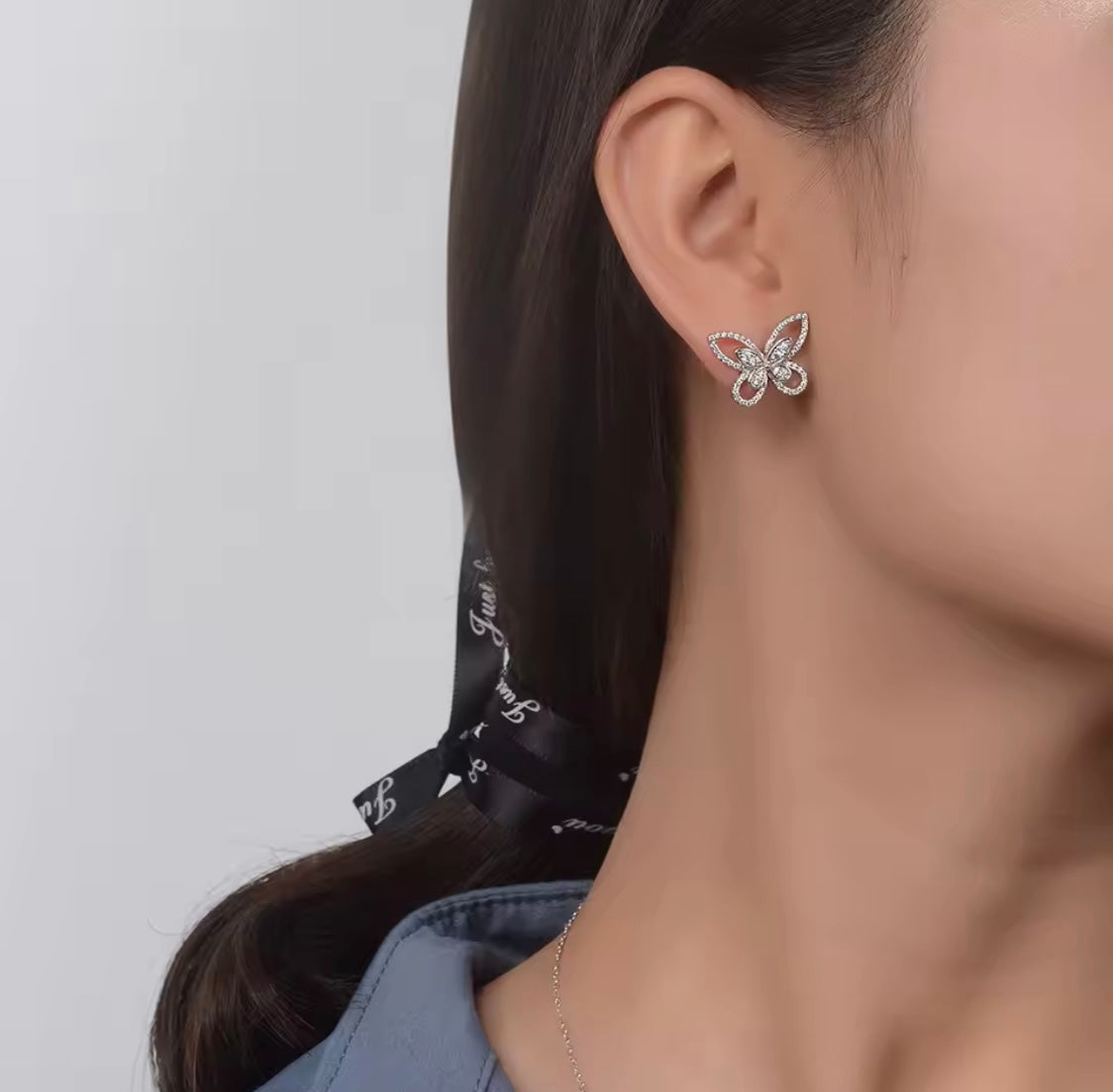Sparkling Butterfly Stud Earrings