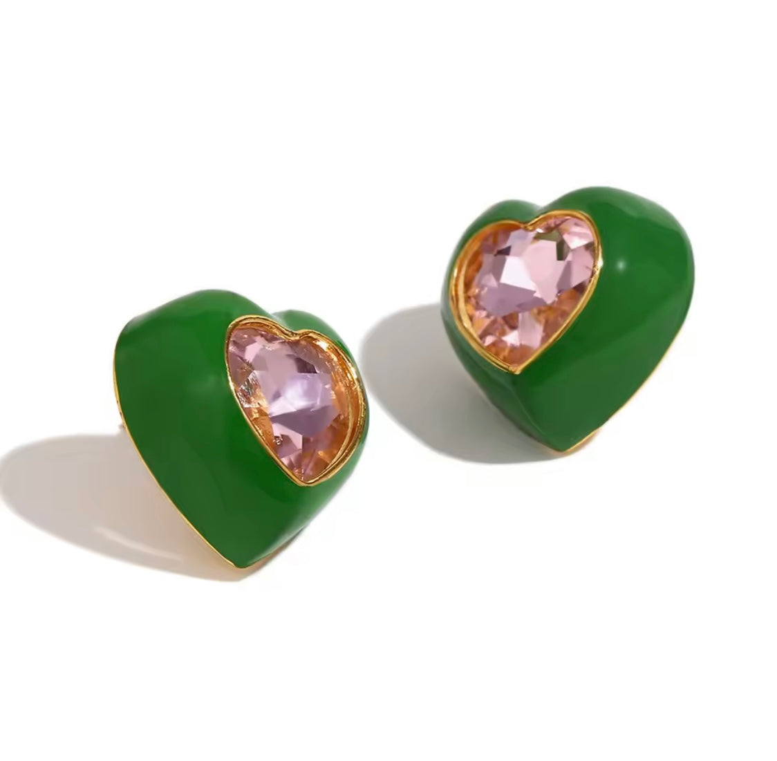 Chunky Enamel Heart Earrings