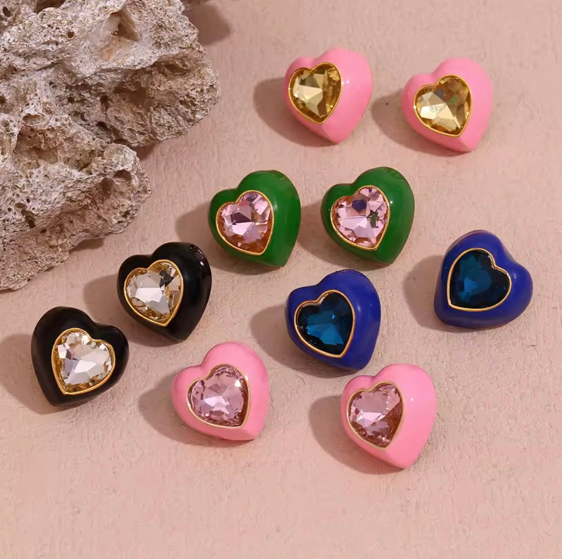 Chunky Enamel Heart Earrings