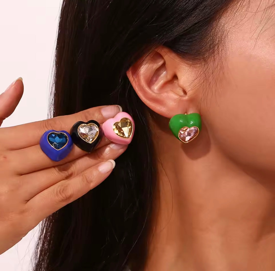Chunky Enamel Heart Earrings