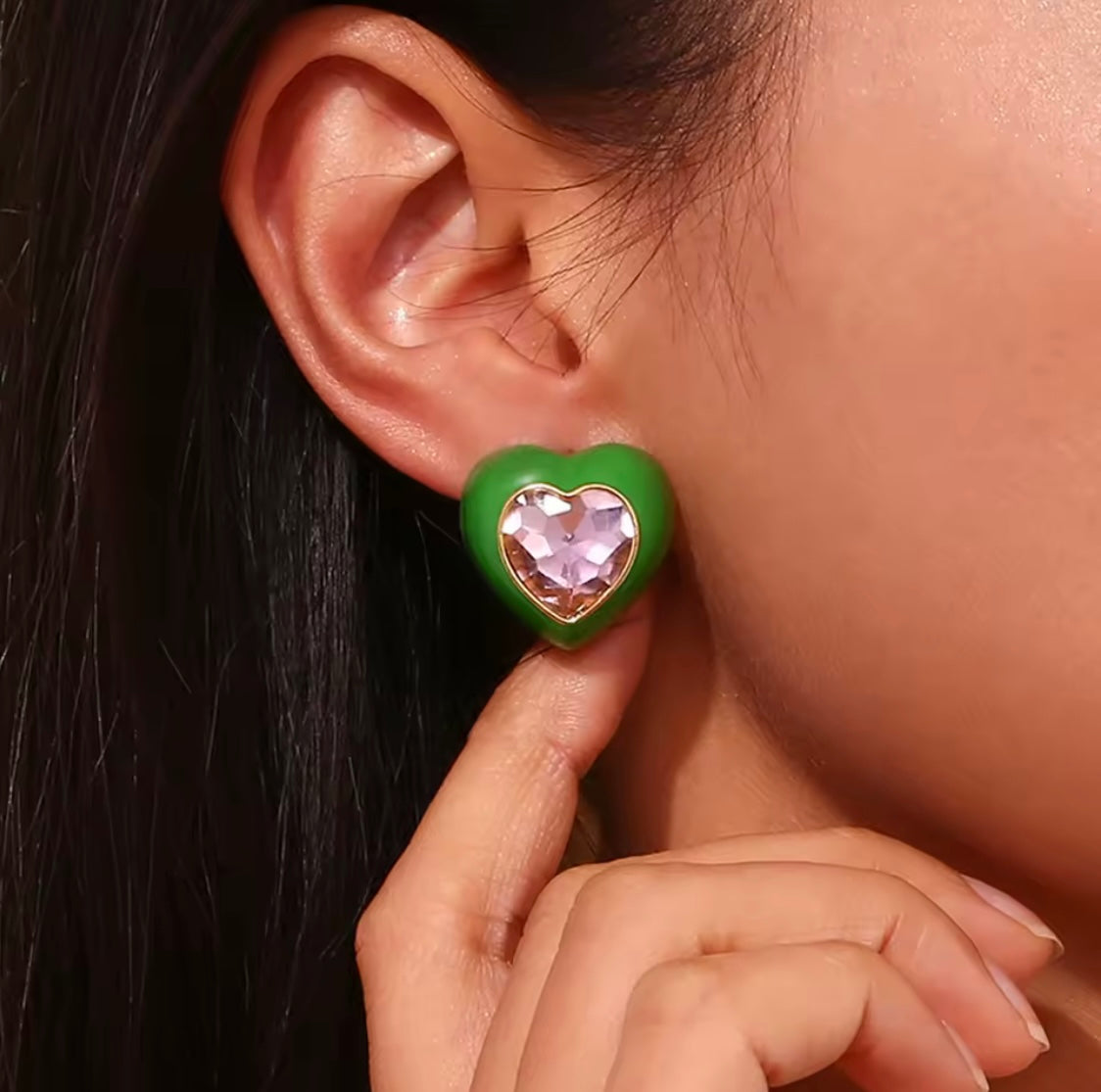 Chunky Enamel Heart Earrings