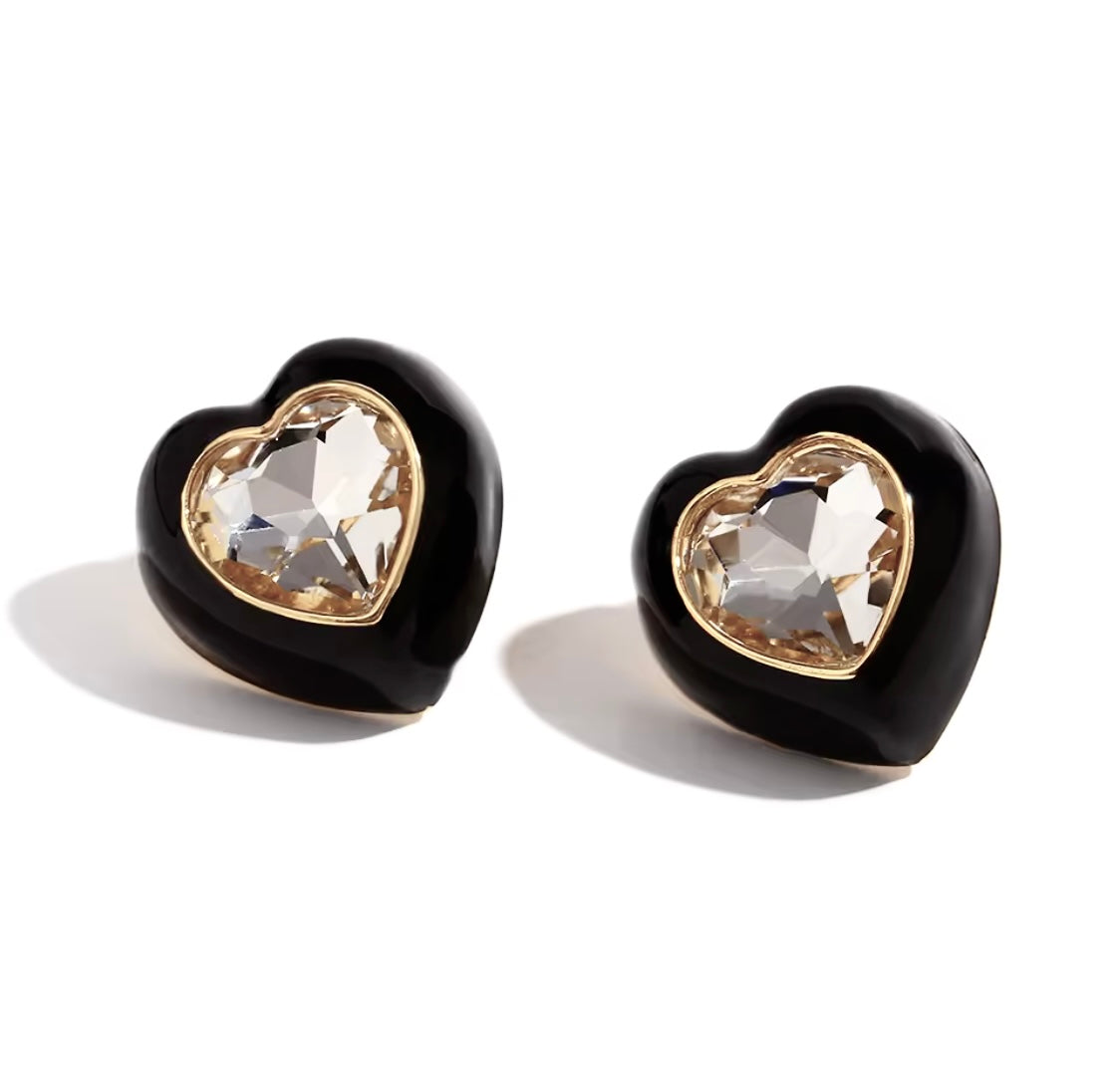 Chunky Enamel Heart Earrings