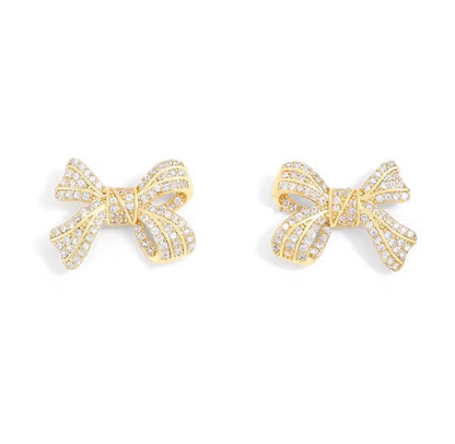 Gold Bow Stud Earrings