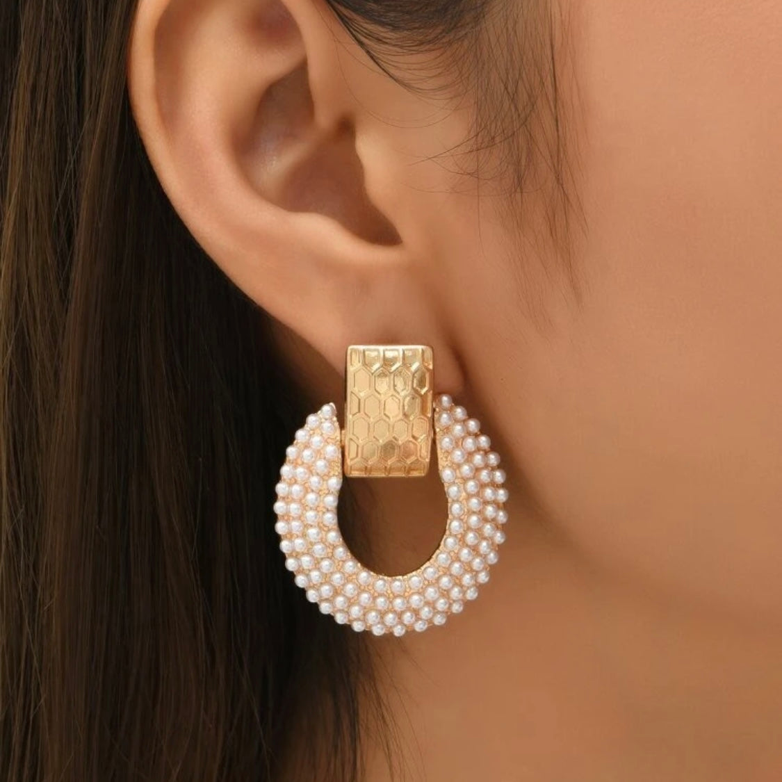 Pearl Door Knocker Earrings