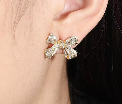 Gold Bow Stud Earrings