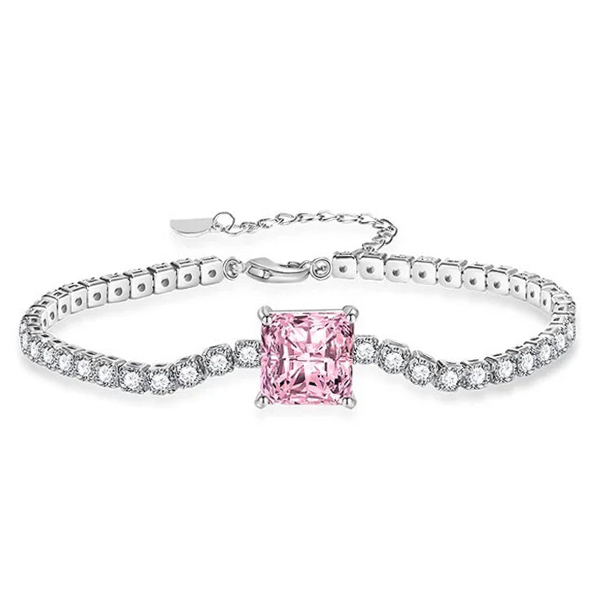 Pink Square Tennis Bracelet