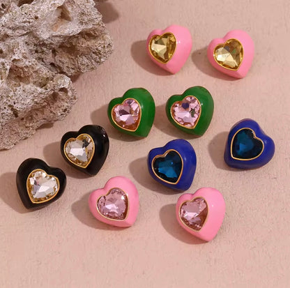 Chunky Enamel Heart Earrings