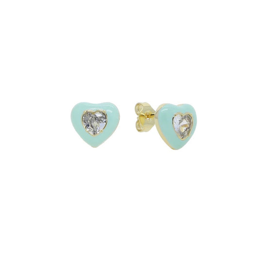 Pastel Enamel Heart Stud Earrings