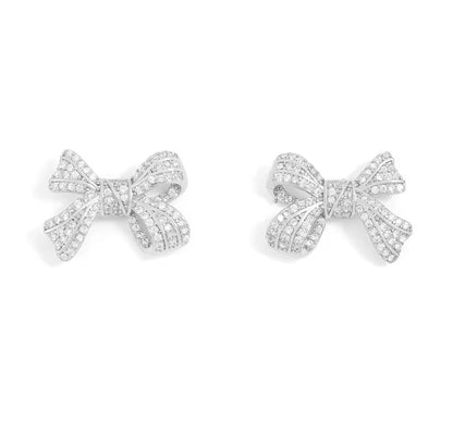 Silver Bow Stud Earrings