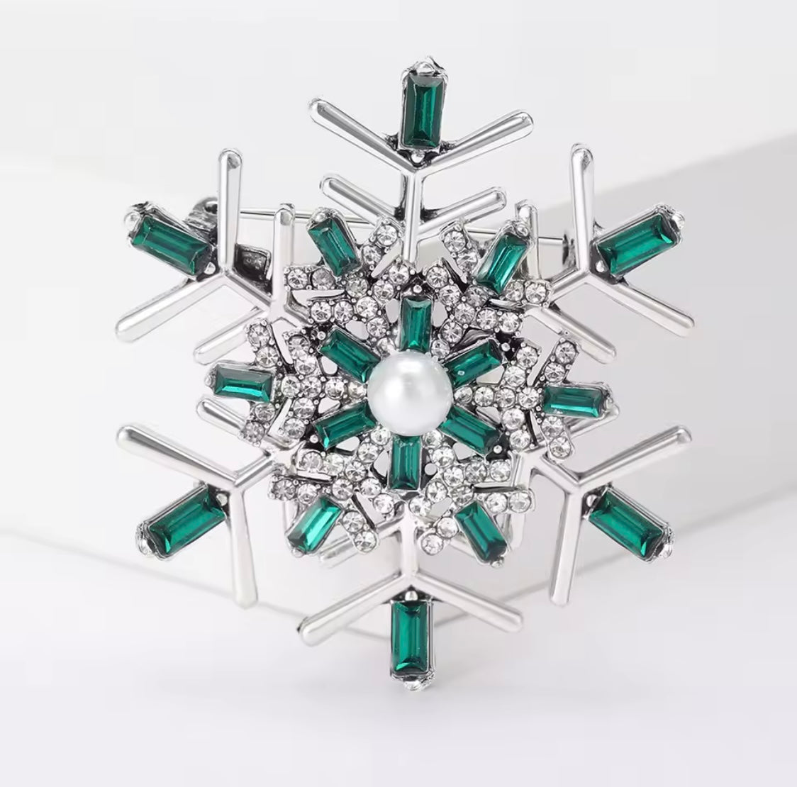 Green Snowflake Brooch