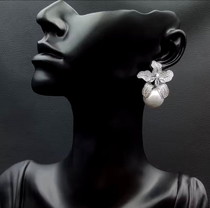 Silver Floral Earrings