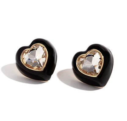 Chunky Enamel Heart Earrings