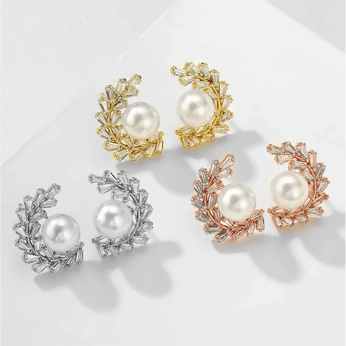 C Shaped Pearl Earrings