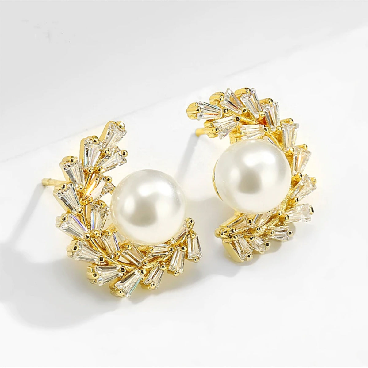 C Shaped Pearl Earrings