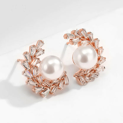 C Shaped Pearl Earrings