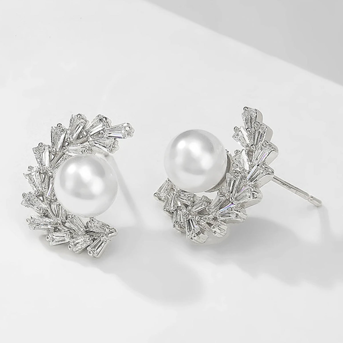 C Shaped Pearl Earrings