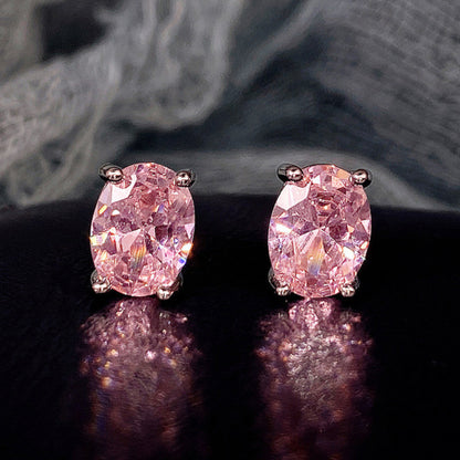 Pink Oval Stud Earrings