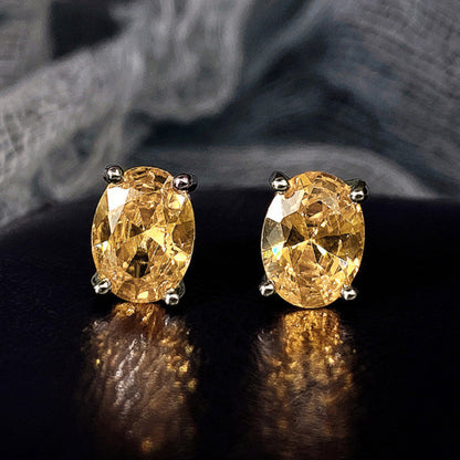 Yellow Oval Stud Earrings