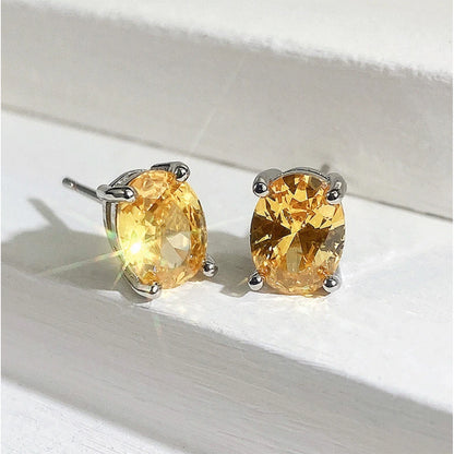 Yellow Oval Stud Earrings