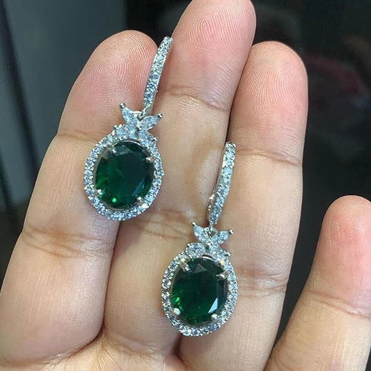 Green Oval Earrings