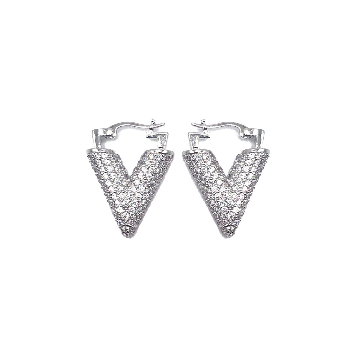 Silver Triangular Hoop Earrings