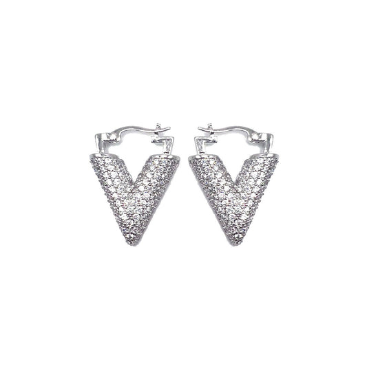 Silver Triangular Hoop Earrings