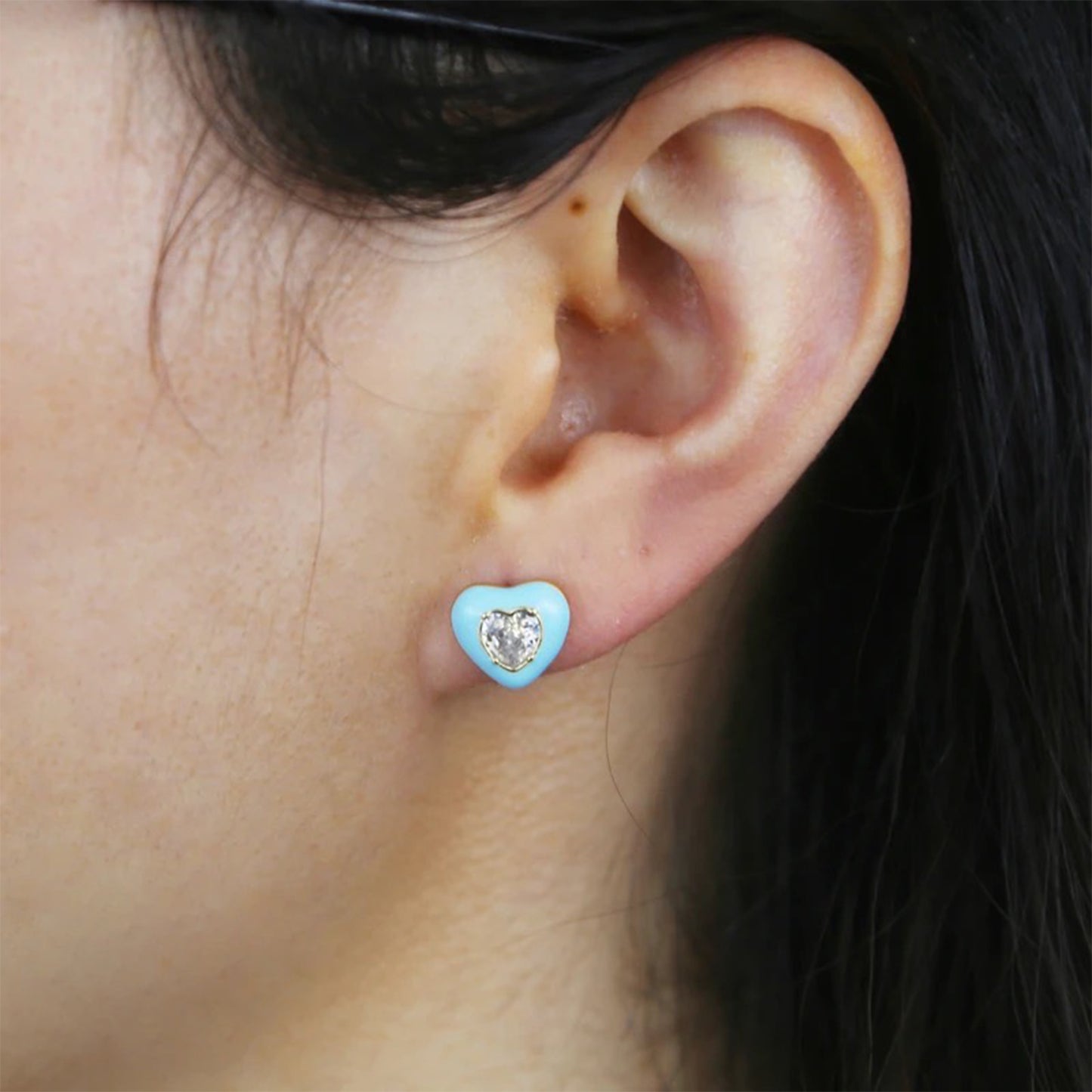 Pastel Enamel Heart Stud Earrings