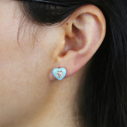 Pastel Enamel Heart Stud Earrings