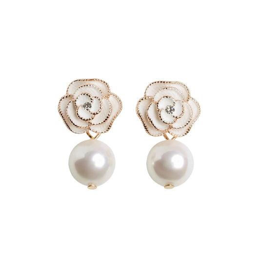 White Camellia Earrings