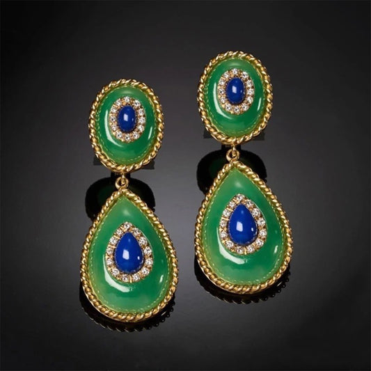 Green Antique Inspired Earrings