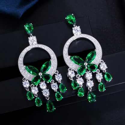 Green Butterfly Hoop Earrings