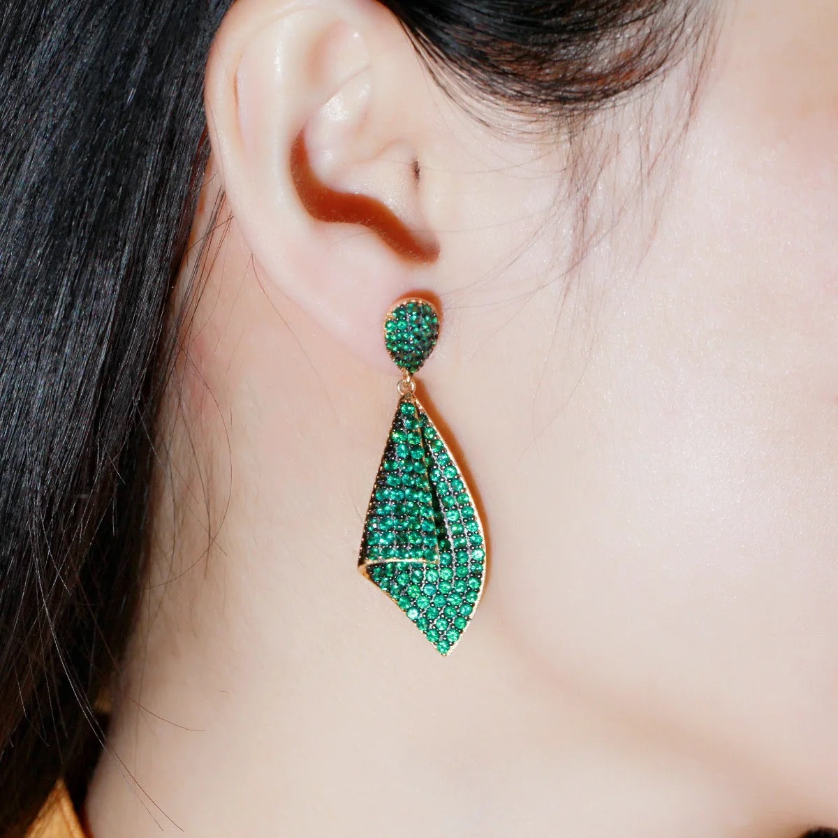 Green Wave Earrings