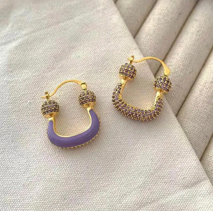 Horse Shoe Enamel Earrings