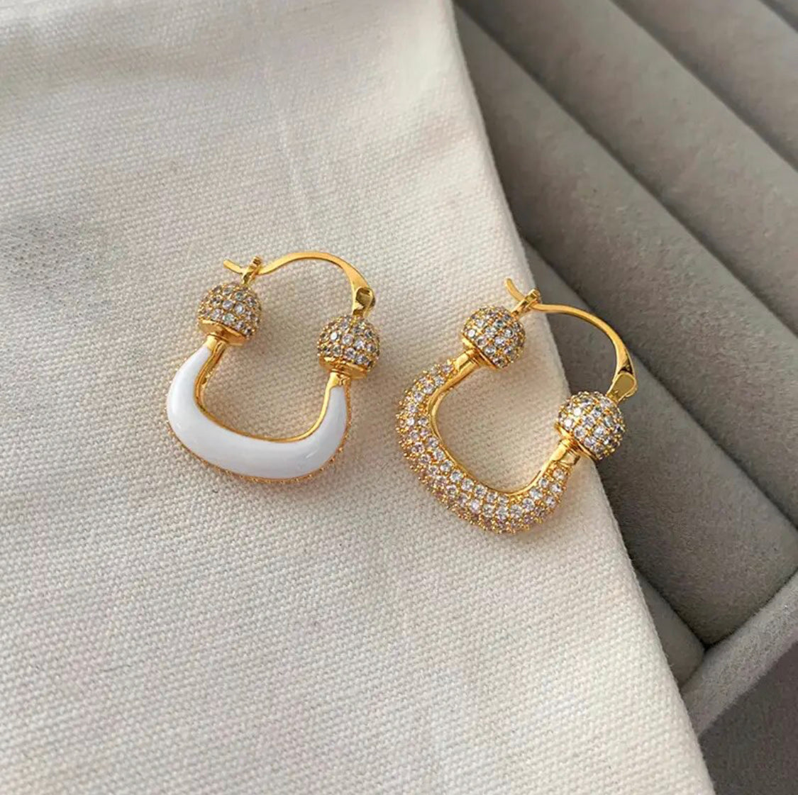 Horse Shoe Enamel Earrings