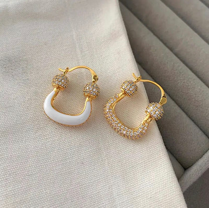 Horse Shoe Enamel Earrings