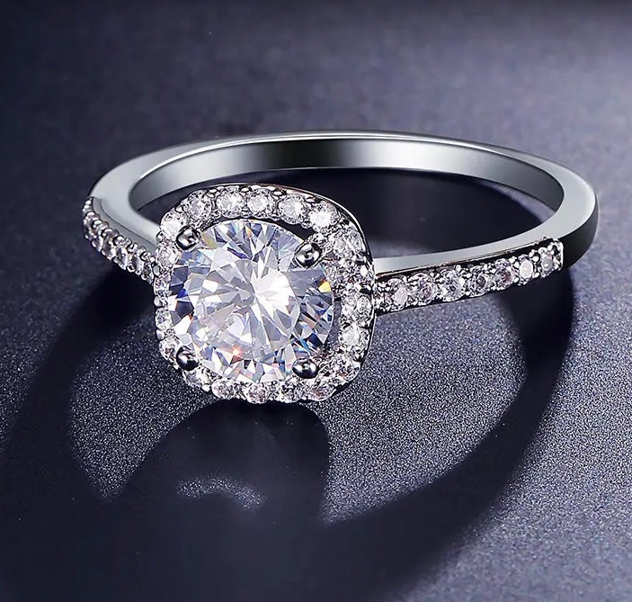 Cushion Halo Engagement Ring