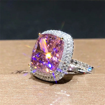 Pink Elongated Cushion Engagement Ring