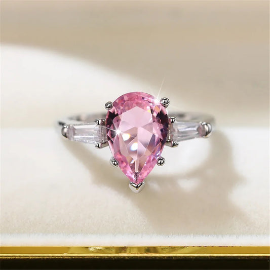 Pink Pear Engagement Ring